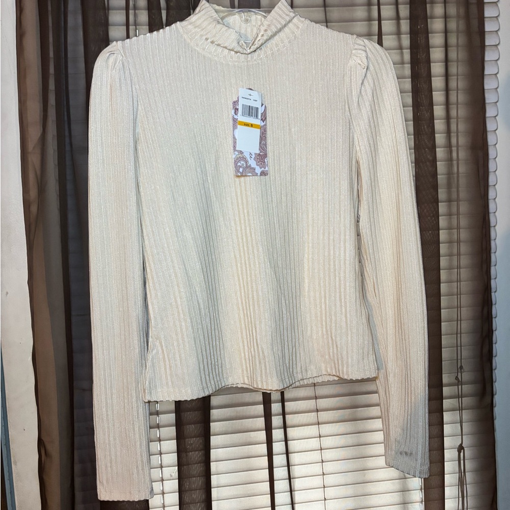 Band of the Free Elegant Cream Ribbed Women's Top Ivory